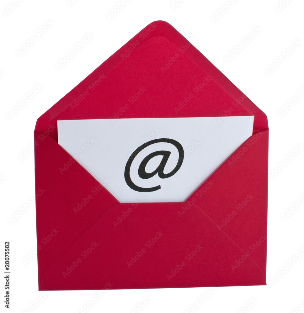 Email symbol in red envelope Email symbol in red envelope