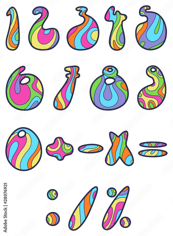 Psychedelic numbers Stock Vector | Adobe Stock