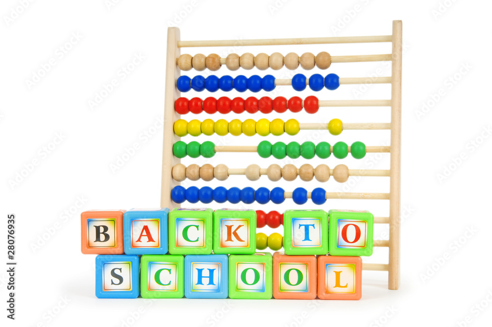 Alphabet blocks and abacus isolated on white Alphabet blocks and abacus isolated on white