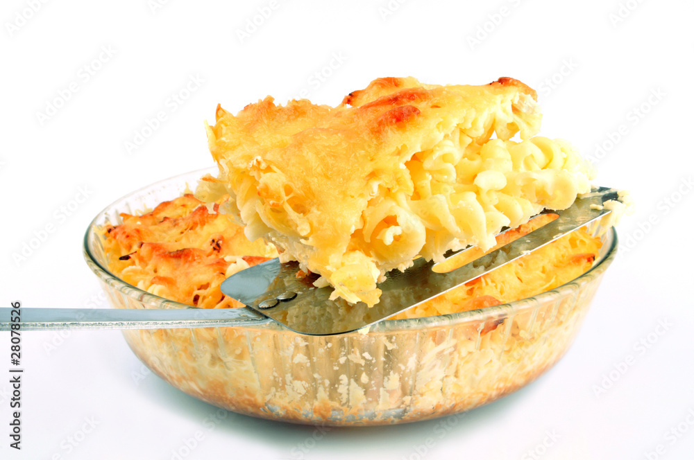 La portion de gratin de pâtes