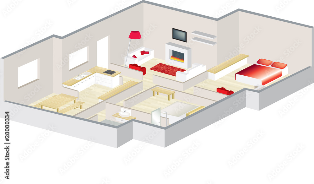architects 3d floorplan of a house or apartment