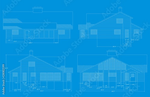 blue print style illustration of a house