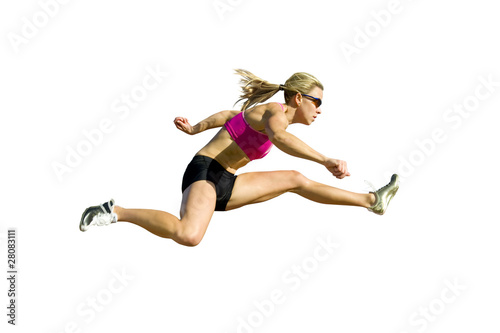 Athlete Jumping Against a White Background