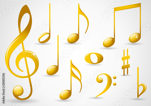 Gold music symbols