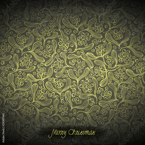 Christmas background, mistletoe pattern