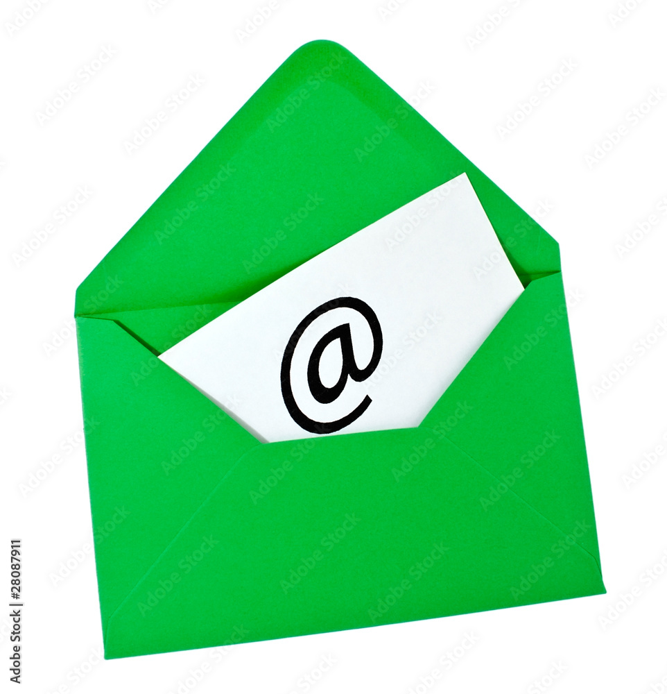 Green envelope with email symbol Green envelope with email symbol