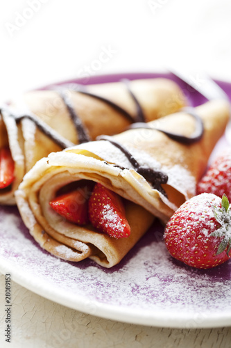 crepes with strawberries photo