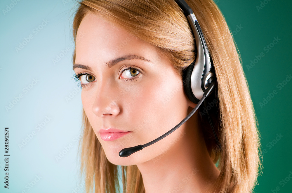 Young call center operator with the headset Young call center operator with the headset