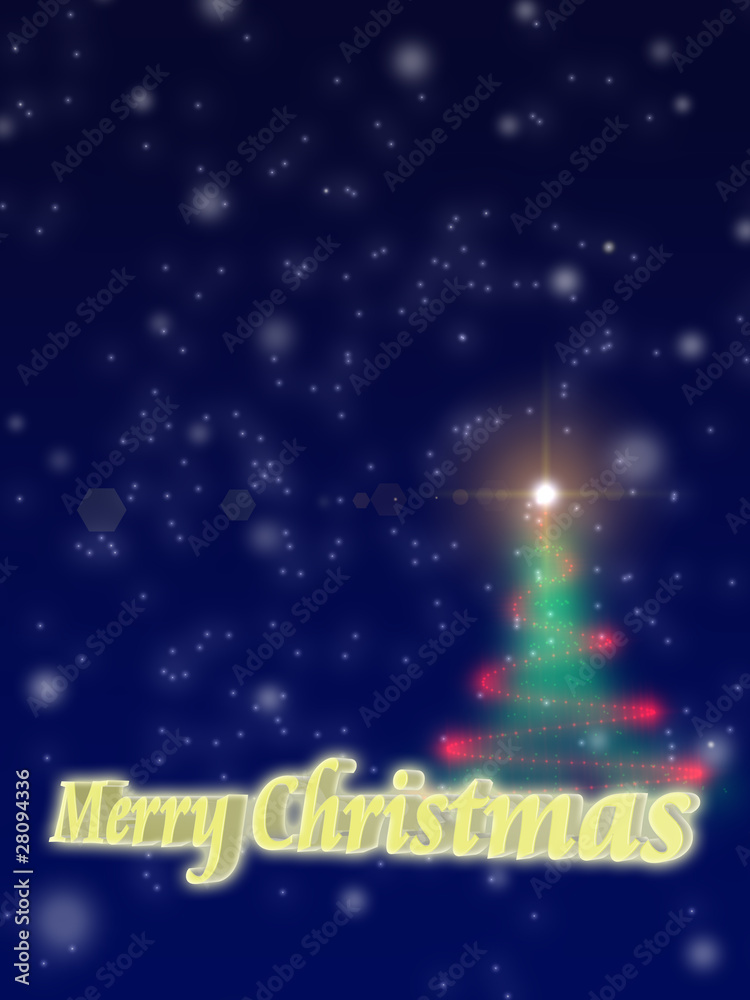 Fototapeta premium Merry Christmas Tree and Snow Silent Night