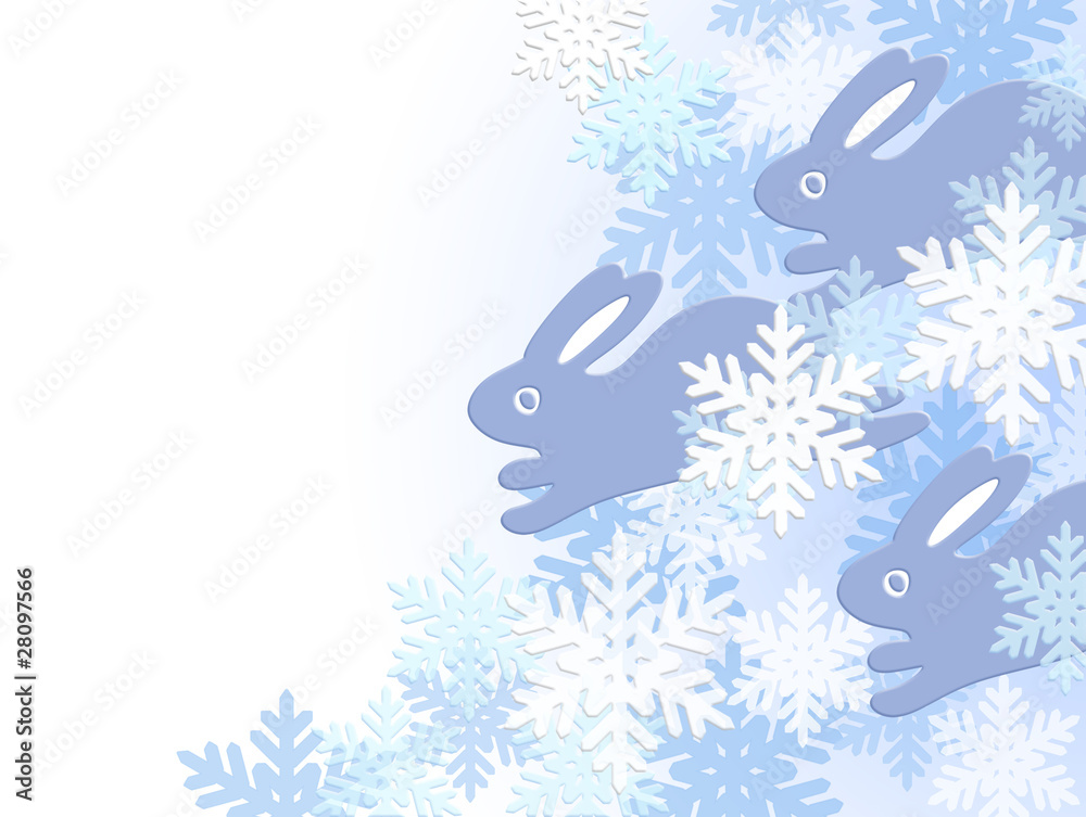 Obraz premium うさぎ群れ雪
