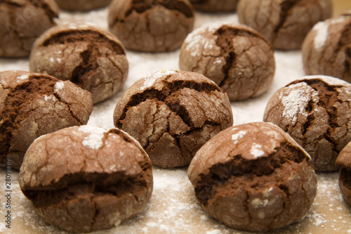 Wallpaper Mural tray of freshly made chocolate cookies with icing sugar dusting Torontodigital.ca