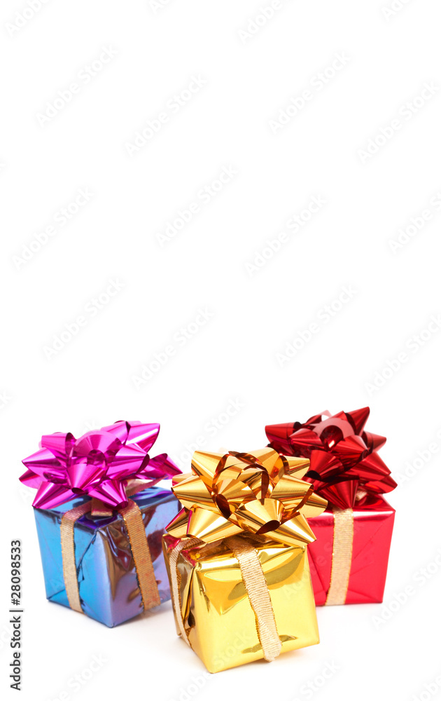 Obraz premium Three gift boxes with bows