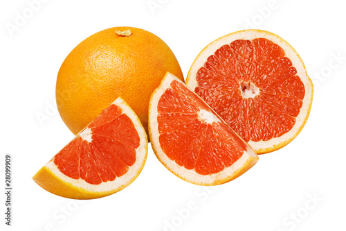 grapefruit with half on white background