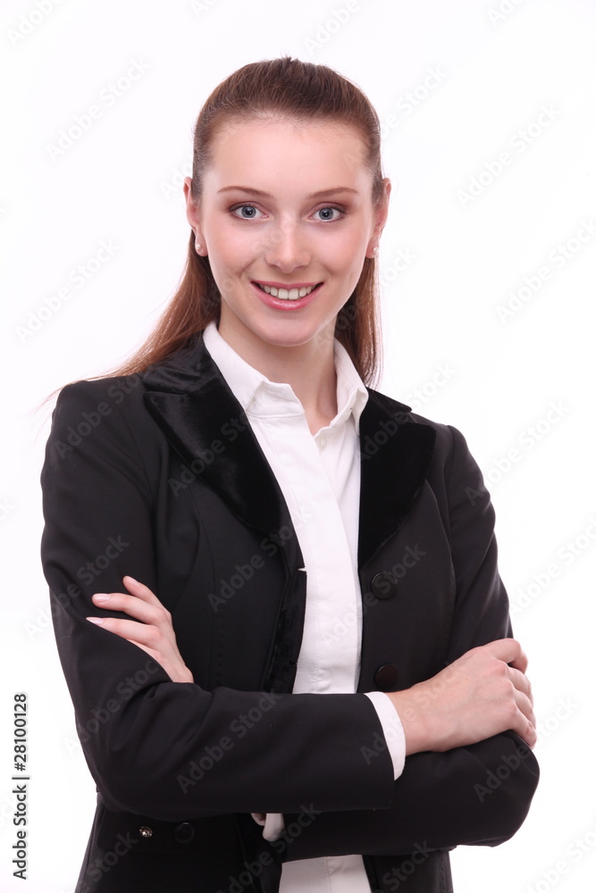 Portrait of positive young business woman. Portrait of positive young business woman.