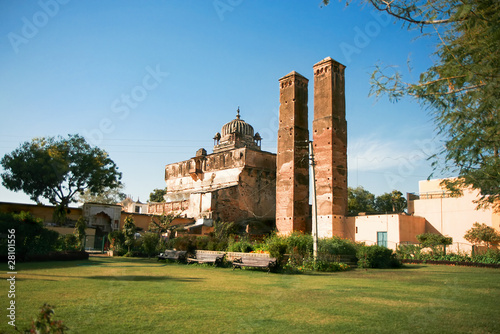Sawar Bhado Pillars and Palki Mahal behind. Orchha, India photo