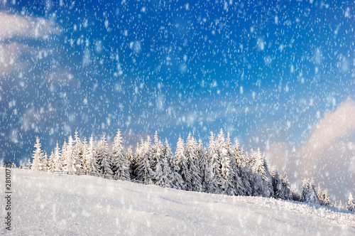 Winter landscape in mountains