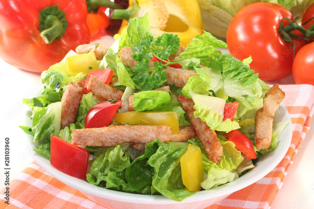 Gemischter Salat mit Putenstreifen