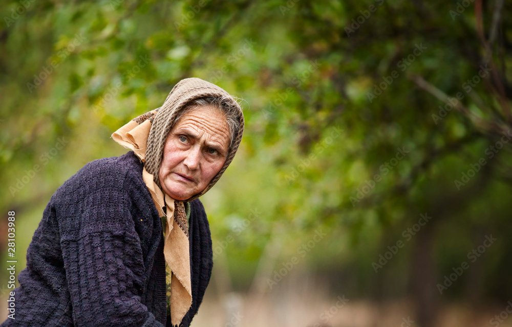 Expressive old woman outdoor Expressive old woman outdoor
