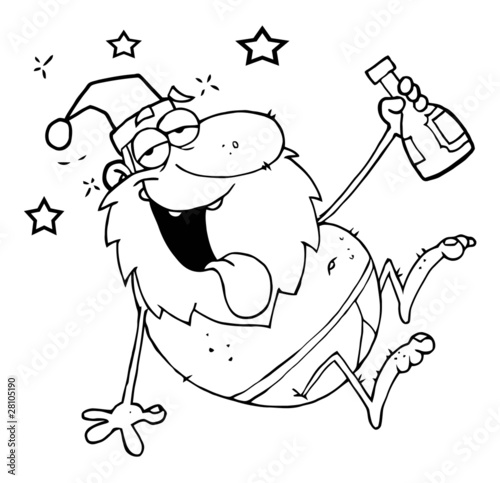 Outline Drunk Santa Clause
