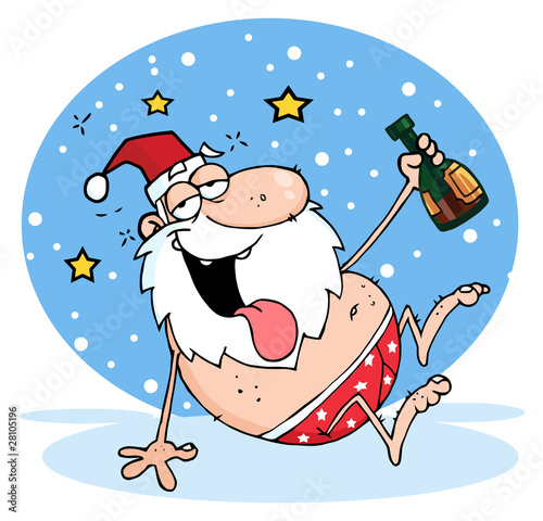 Drunk Santa Clause In The Snow