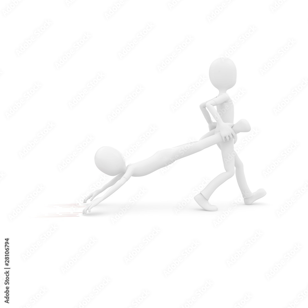 3d man dragged by time