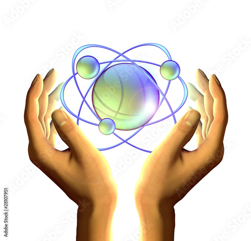 hands with atom model