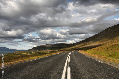 Iceland landscape - cloudy road