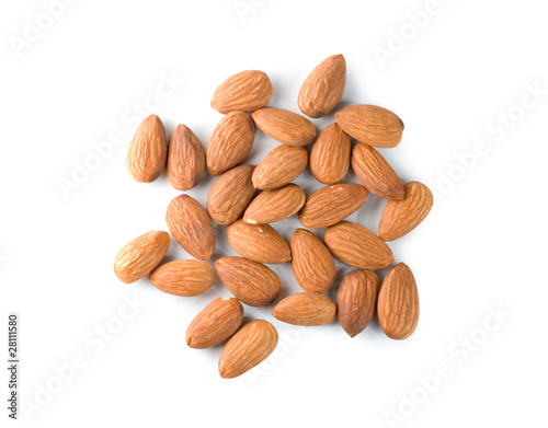 Handful almond isolated