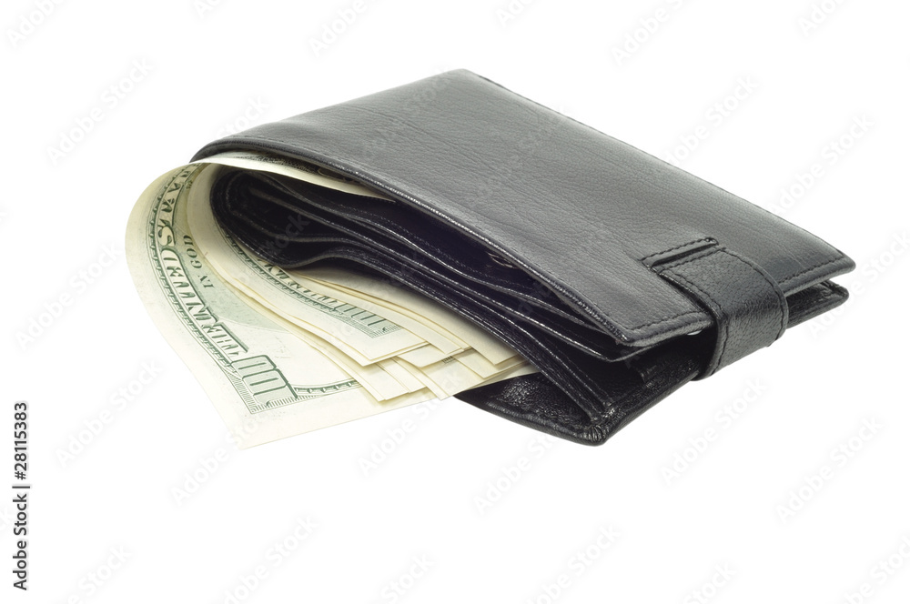 Wallet with dollars, clipping path Wallet with dollars, clipping path