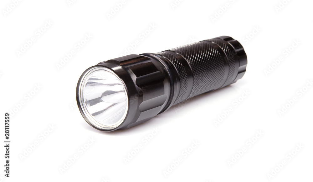 black flashlight isolated on white black flashlight isolated on white