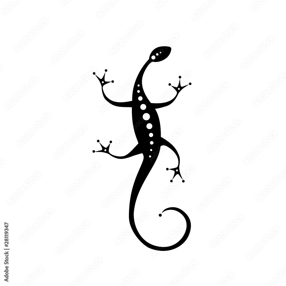 Obraz premium Lizard black silhouette for your design