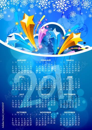 abstract new year 2011 calendar with colorful design. Vector ill
