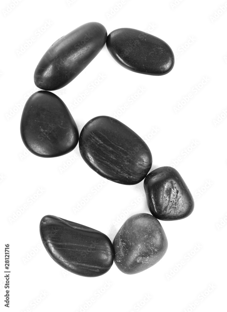 Small letter 's' made of stones isolated on white