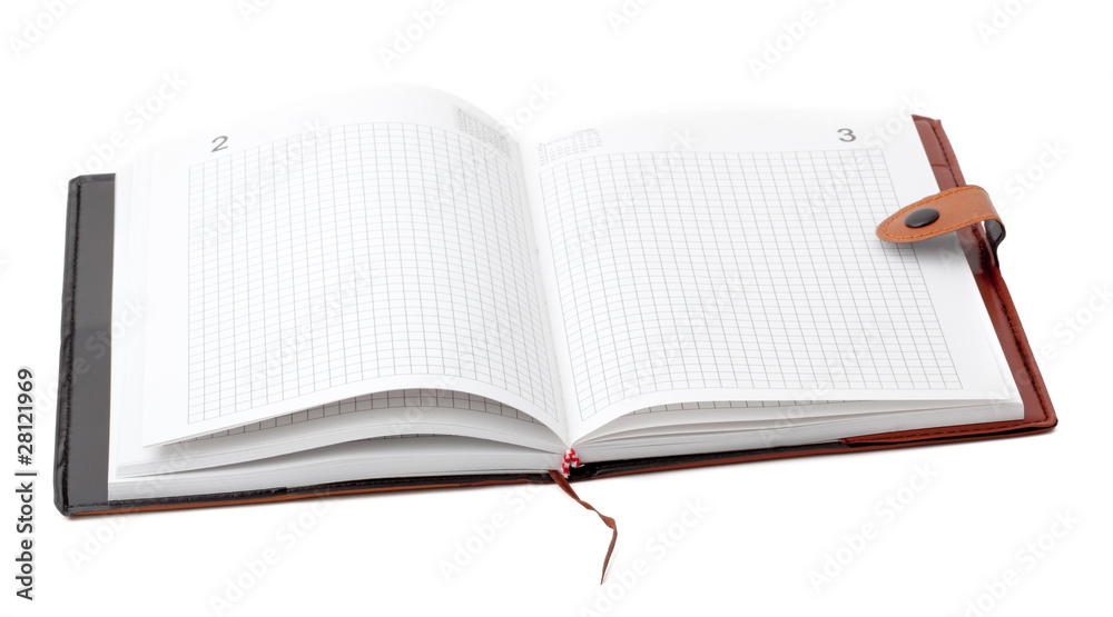 Opened datebook isolated on white Opened datebook isolated on white