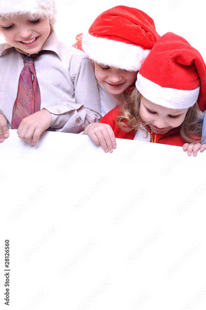 Christmas children with a banner Christmas children with a banner