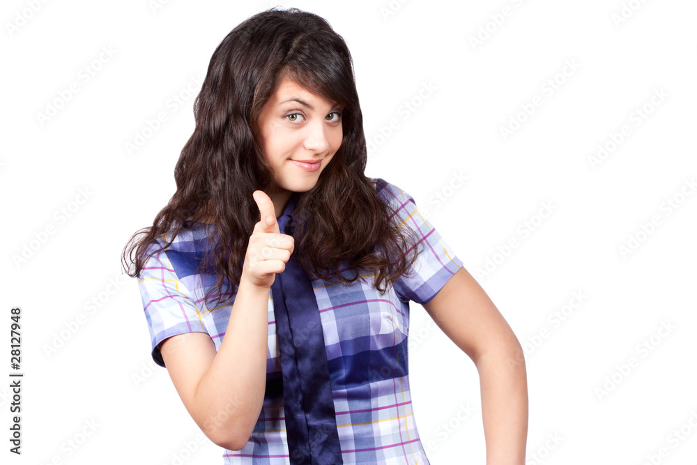 thumbs up of beautiful woman, on white background thumbs up of beautiful woman, on white background