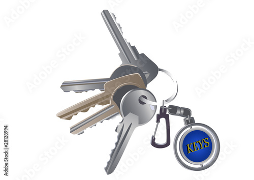 Set of various keys on a charm