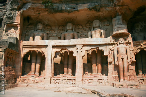 Impressive rock sculptures near Gwalior Gate, Gwalior,  India photo