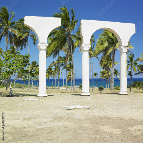 Canvas Print memorial of Columbus's landing, Bahía de Bariay, Cuba