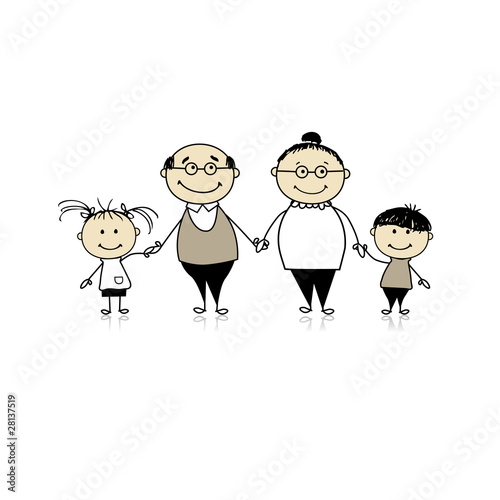 Happy family together - grandparents and grandchildren
