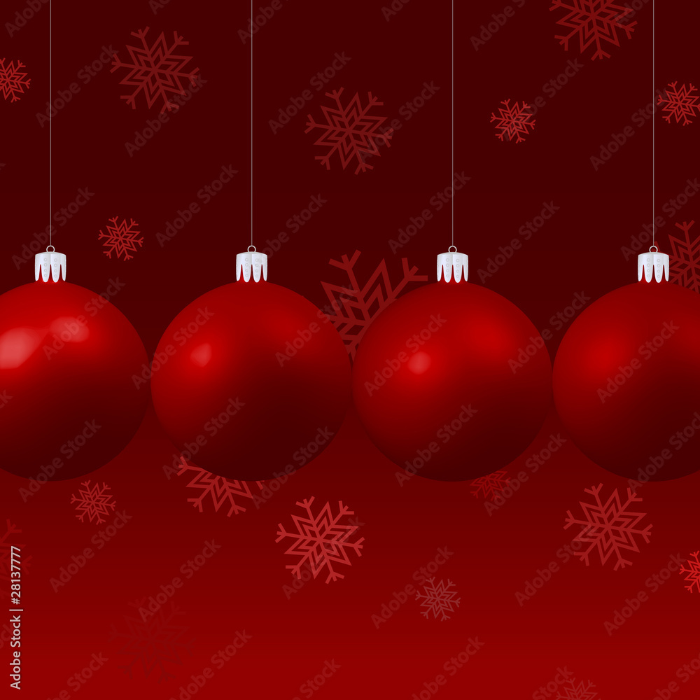 Four christmas balls hanging side by side Four christmas balls hanging side by side