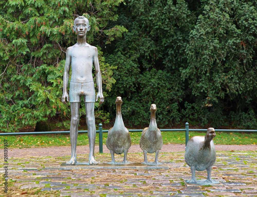 Boy with Gooses - Sculpture in Malmo, Sweden