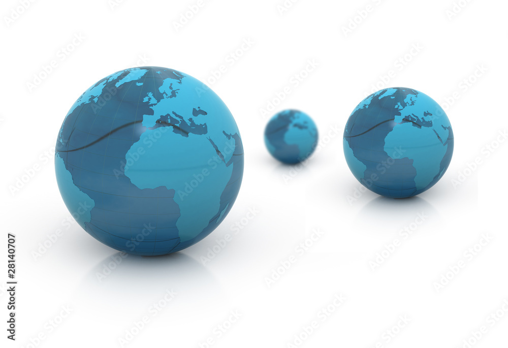 World globes blue illustration background