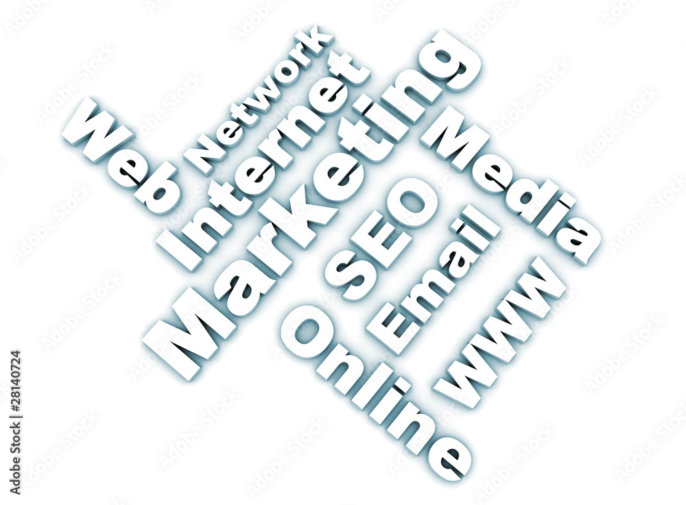 Internet marketing related words - white Internet marketing related words - white