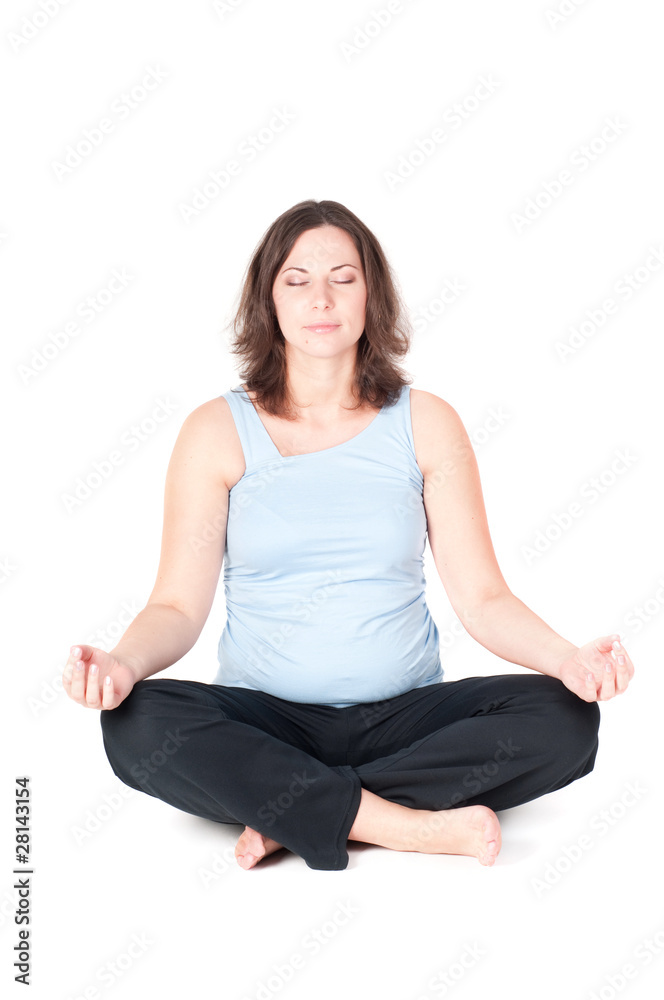 Portrait of pretty pregnant woman practicing yoga Portrait of pretty pregnant woman practicing yoga