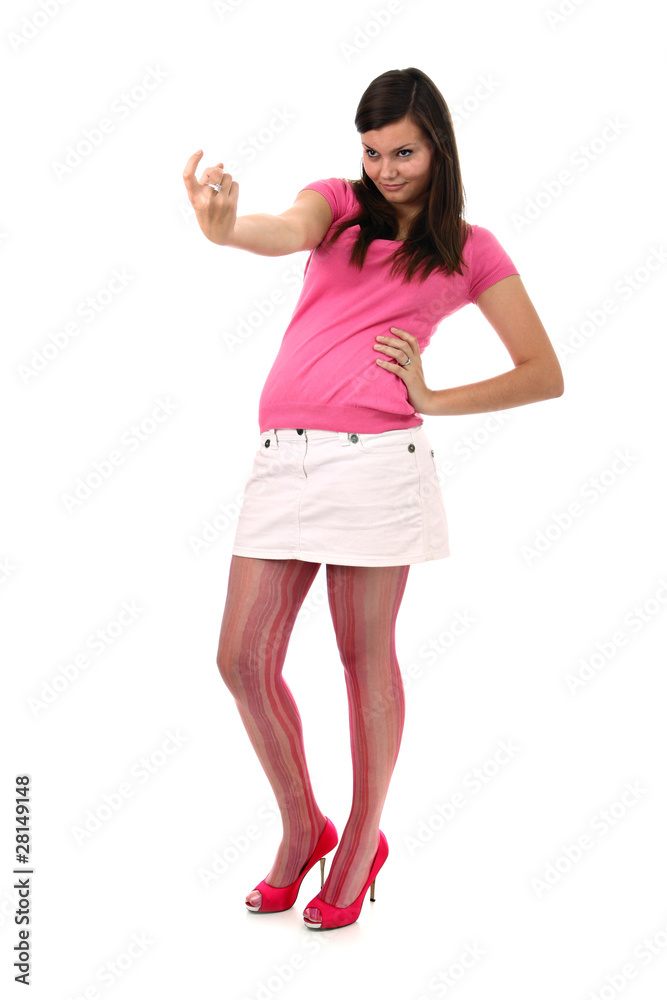 Sexy young girl with long legs isolated on white Sexy young girl with long legs isolated on white
