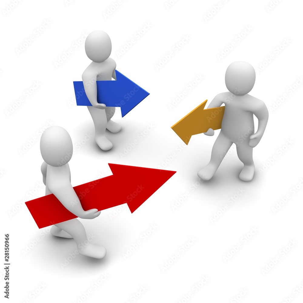 Men with moving in different direction. 3d illustration. Men with moving in different direction. 3d illustration.