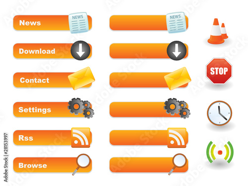 Orange button set with icons
