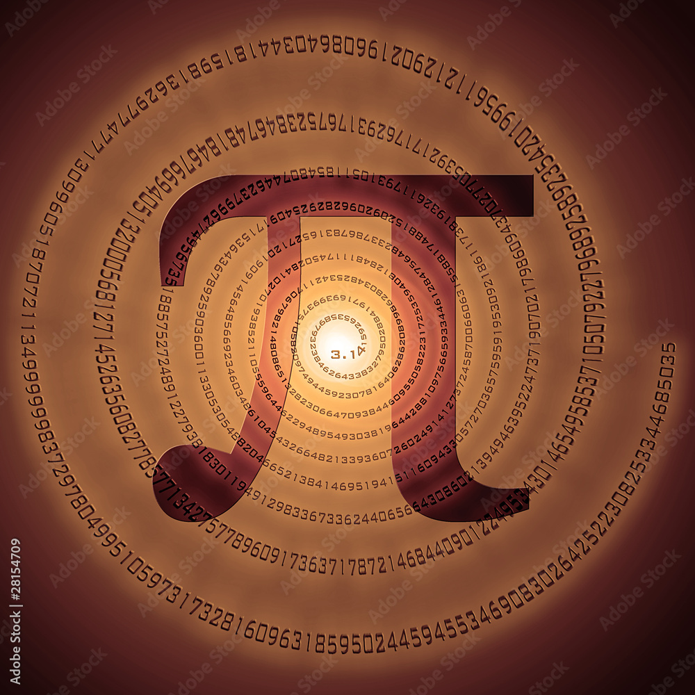 greek letter pi over spiral made of pi figures - obrazy, fototapety, plakaty 