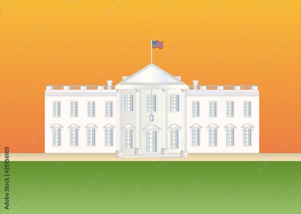 us white house at sundown ( background on separate layer )